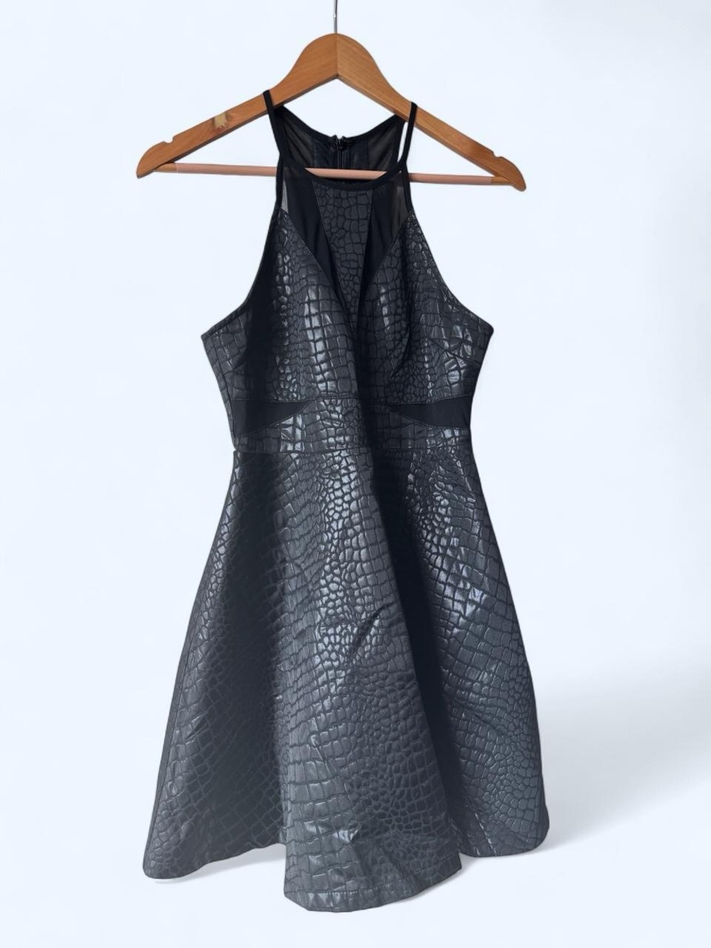 Astr Black Halter Fit & Flare Mini Dress